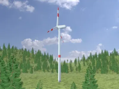 Wind turbine N1 H-150 RD 148 m with animation Low-poly 3D model