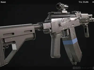 Gameready AK-74 rifle Low-poly 3D model