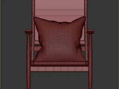 wooden arm chair 3D model
