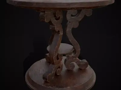 Medieval Antique Three Legged Table Low-poly 3D model