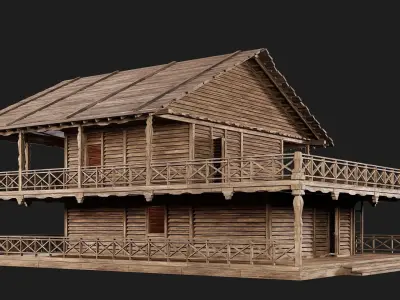 Old Wooden House 4K Textures GameReady 143 Low-poly 3D model