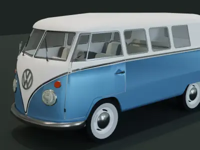 Classic VW Kombi Model 3d Blend FBX OBJ Low-poly 3D model