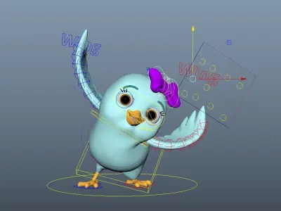 Cartoon Bow Bird Low-poly 3D model
