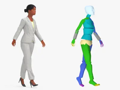 Black Business Woman Rigged 3D model