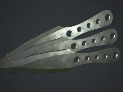 Steel Throwing Knife PBR Game Ready Low-poly 3D model