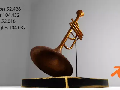 Realistic Decorative Trumpet 3D Model 3D model