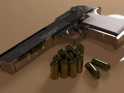 Deagle gun and bullets 3D model