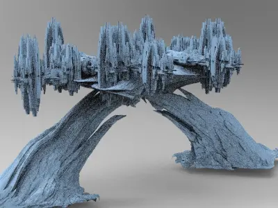 Sci fi Alien Mushroom rock City 1 3D model