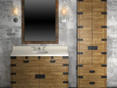 HEIRLOOM SILVER a washbasin and cupboard Restoration Hardware 3D model