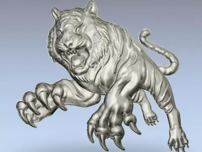 Chinese Tiger art relief sculpting hollow back part  3D print model
