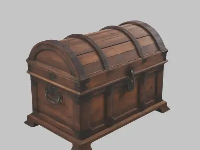 Wooden Chest Low-poly 3D model