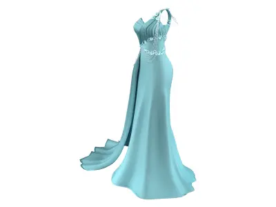 Pink Fashion Prom Bridal Bridesmaid Dress Low-poly 3D model