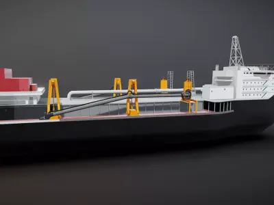 Loading sand and gravel transport ship Low-poly 3D model
