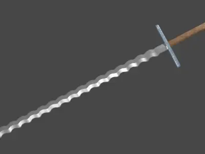 Flamberge sword with Grossmesser handle Low-poly 3D model