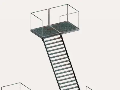 Modular multi-platform stairs 3D model