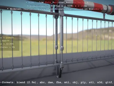 Low-Poly Railroad Barrier 8m Protective Grid Low-poly 3D model