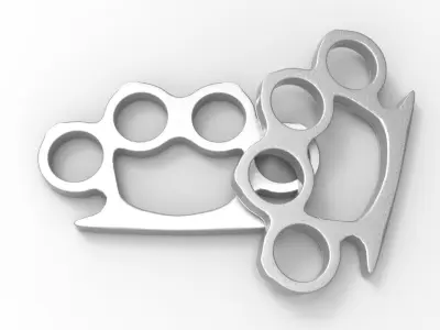 Knuckleduster pair of metal fists Low-poly 3D model