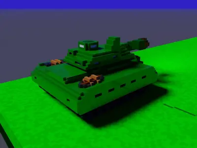 Voxel tank Low-poly 3D model