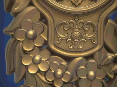 Carved clock for 3D printing and CNC 3D print model 25