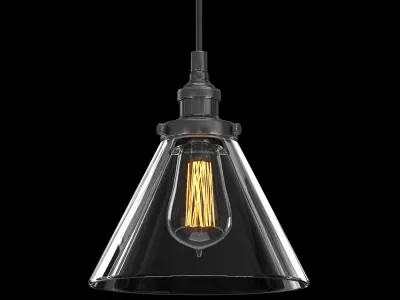 20TH C FACTORY FILAMENT CLEAR GLASS FUNNEL PENDANT 3D model