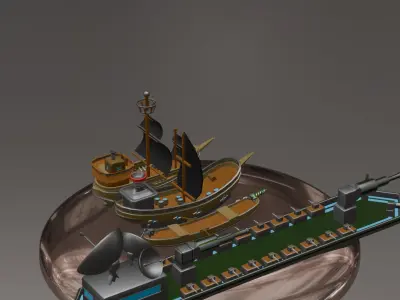 lowpoly ship Low-poly 3D model