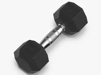 Rubber Dumbbell 10kg 3D model