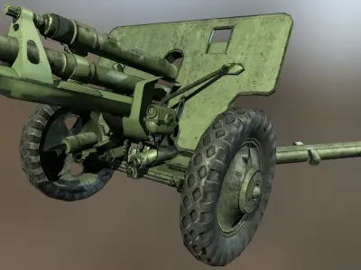 Soviet cannon ZIS 3 Low poly 3D model Low-poly 3D model