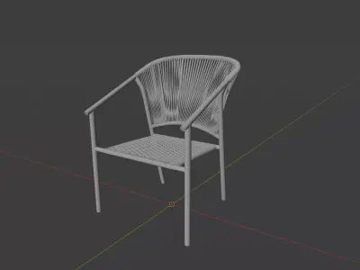 Wicker Stackable Dining Chair Low-poly 3D model