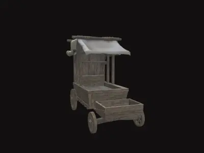 Medieval Cart V06 Low-poly 3D model