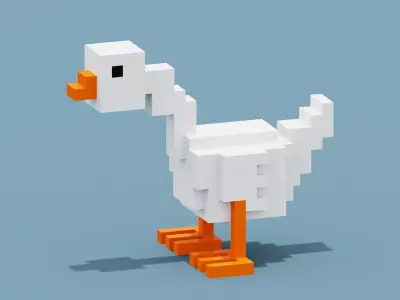 Voxel Goose Low-poly 3D model