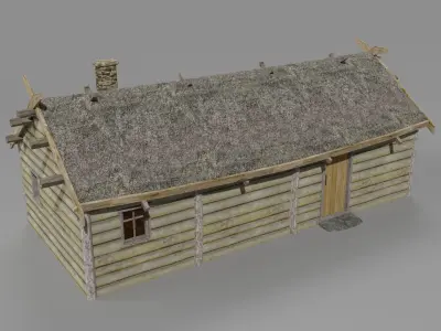 Medieval house Low-poly 3D model 9