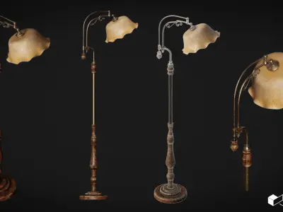 Art Deco Retro Lamp Low-poly 3D model