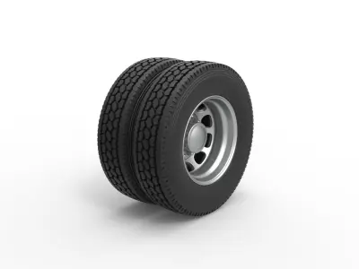 10 Hole rear double wheel of old school truck Scale 1 to 25 3D print model