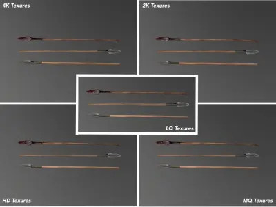 Spear 1 three arrows Low-poly 3D model