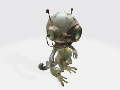  Creature worn brass diving helmet 3D model