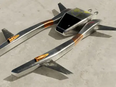 Spaceship 3D model pair of metal blades Low-poly 3D model