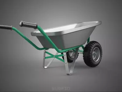 DUAL 2 DOUBLE TWO TWIN TIRE WHEEL WHEELED WHEELBARROW CART METAL 3D model