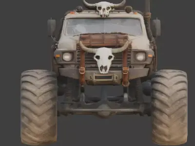 Massive Wild West Monster Truck Low-poly 3D model