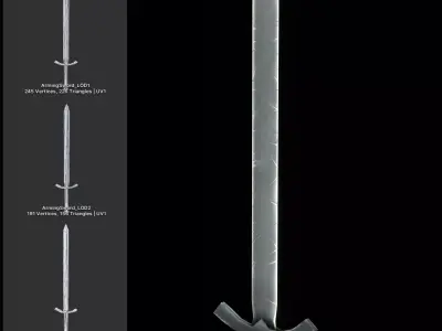 Lowpoly Stylized Arming Sword Low-poly 3D model