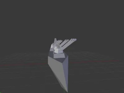 battleship ship with guns Low-poly 3D model