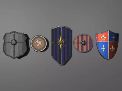 5 Shield Package Low-poly 3D model