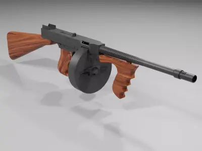 Thompson Submachine Gun Low-poly 3D model