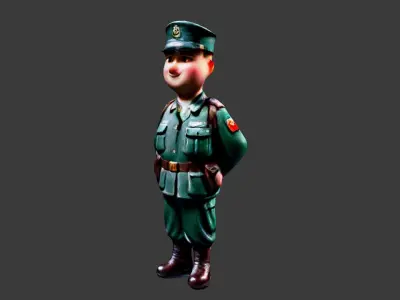 World War II Dirty Soldier Low-poly 3D model