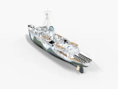 HMCS Snowberry K-166 Ship Low-poly 3D model