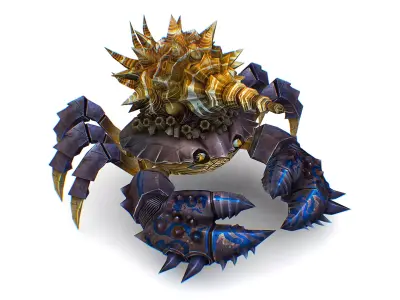 Blue Giant Crab Shell Crayfish Arthropods Sea Animal Low-poly 3D model
