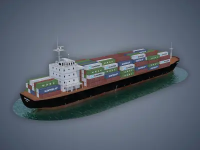 Cargo Ship Low-poly 3D model