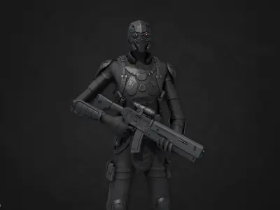 Elite soldier Low-poly 3D model