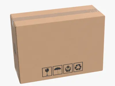 Cardboard Box 50x20x35 Closed 3D model