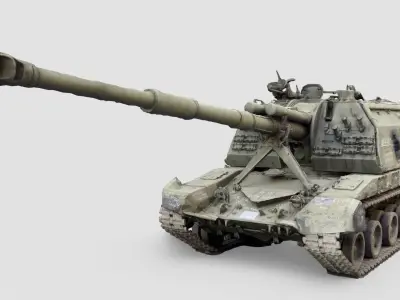 Destroyed 2S19 Msta 152 mm self-propelled howitzer M1990 3D model get