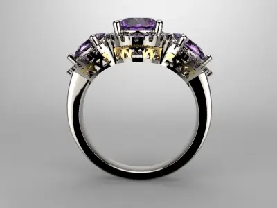 three stones engagement Ring for Women 3D print model